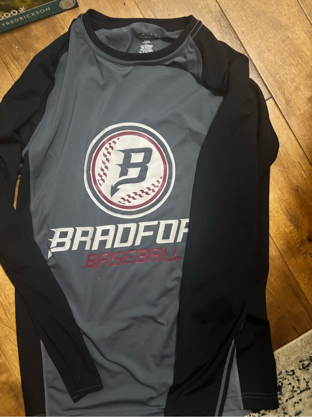 Bradford Baseball Grey & Black Long Sleeve Performance Top